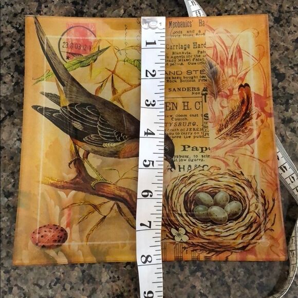 Lovely Botanical Bird Glass Trinket Dish - Picture 5 of 7